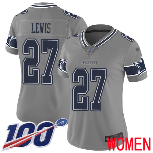 Women Dallas Cowboys Limited Gray Jourdan Lewis #27 100th Season Inverted Legend NFL Jersey->women nfl jersey->Women Jersey